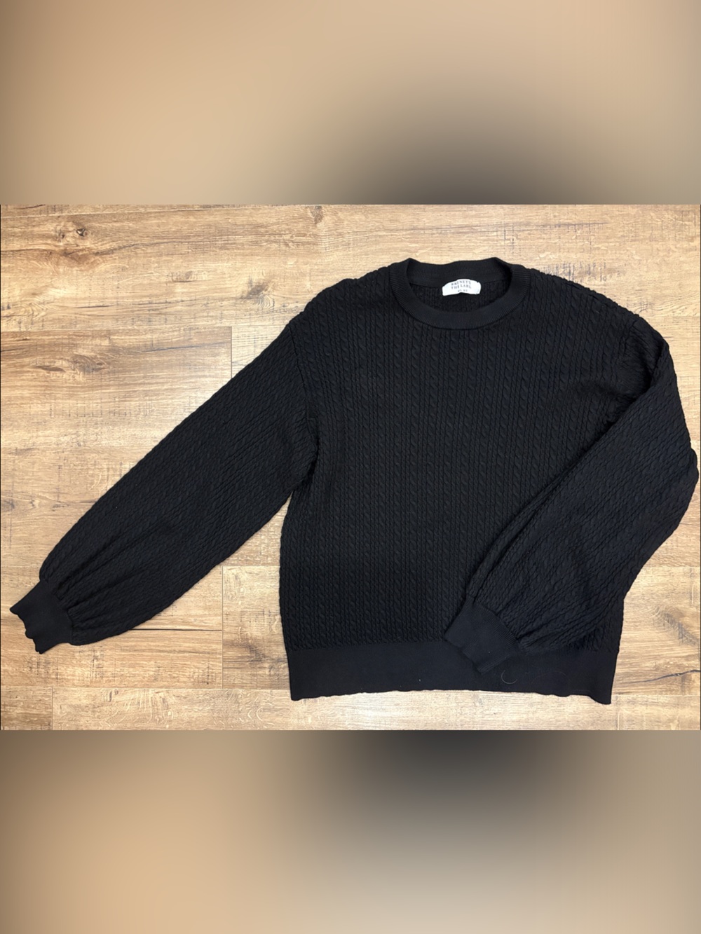 Brunette The Label Black Textured Crewneck Sweater